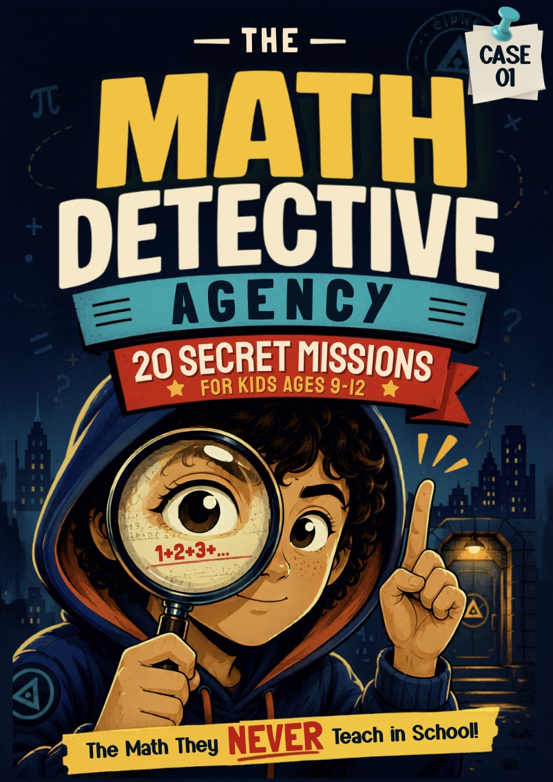 The Math Detective Agency — Book 1 cover: a young detective with a magnifying glass