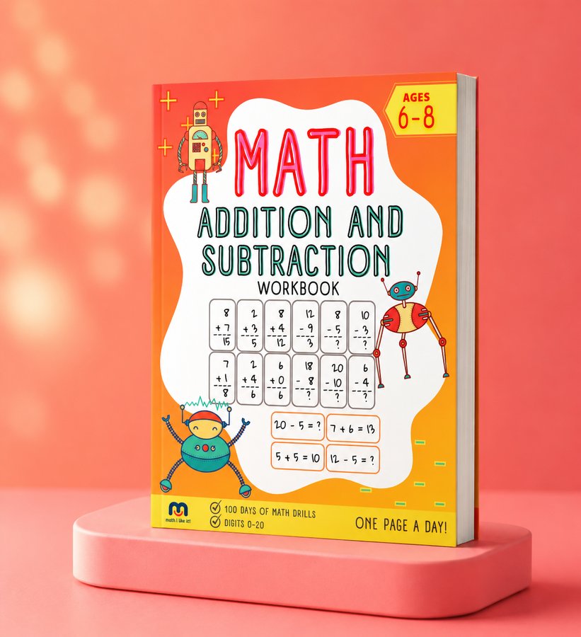Math Addition and Subtraction Workbook, Ages 6-8