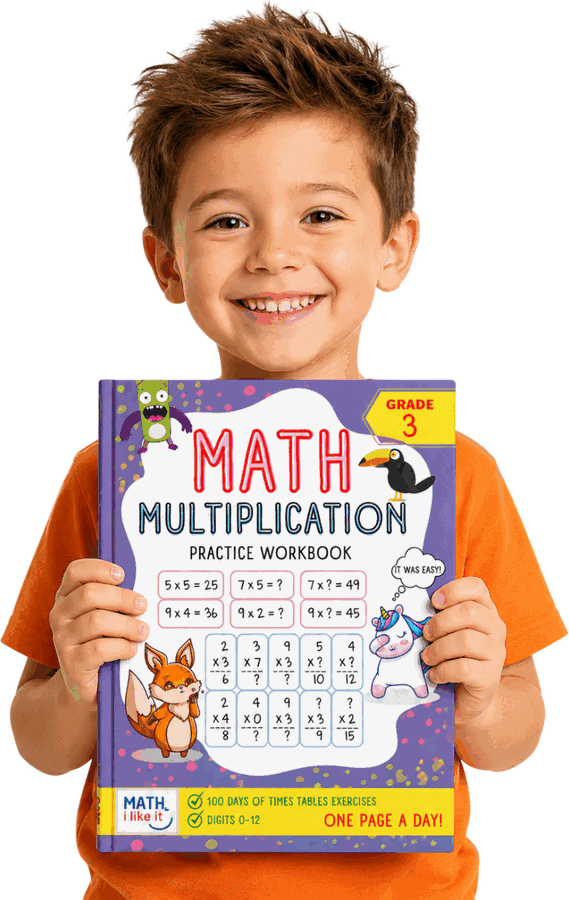 A child enjoying a Math I Like It workbook